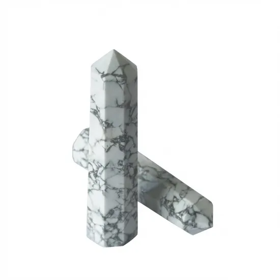 Genuine Polished Howlite Crystal Tower Point