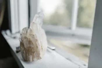 Clear Quartz Crystal Cluster On Window Ledge