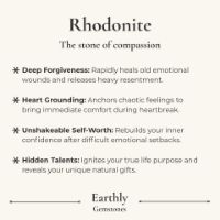 Rhodonite benefits & meaning card