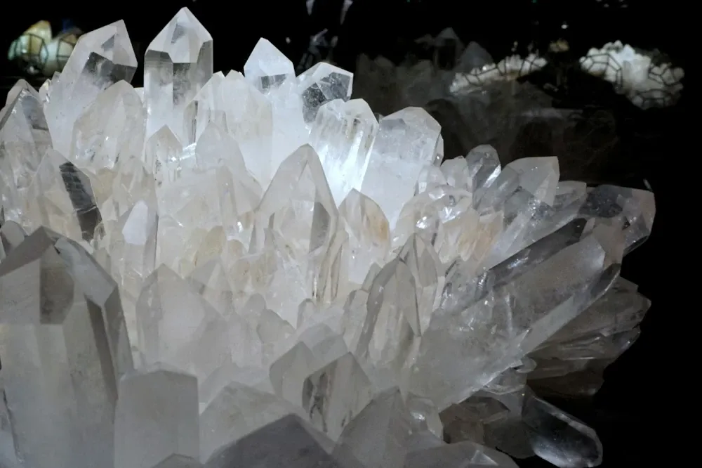 Raw clear quartz crystal cluster